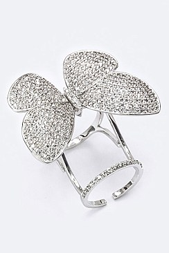 Cubic Zirconia Kinetic Butterfly Ring