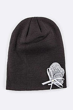 Stylish Crystal Bow Beanie LA-300137-MG139