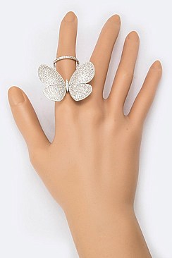 Cubic Zirconia Kinetic Butterfly Ring