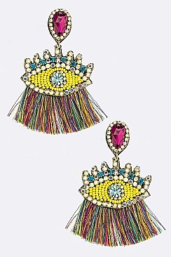 ORIGINAL BEADED EYES TASSEL EARRINGS