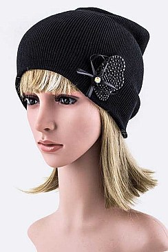 Stylish Crystal Bow Beanie LA-300137-MG139