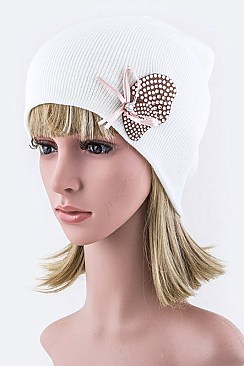Stylish Crystal Bow Beanie LA-300137-MG139