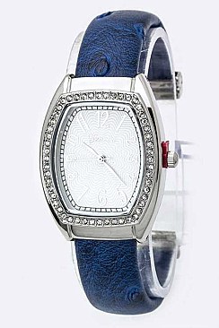 Fashionable Crystal Bezel Open Bangle Watch LA-2564