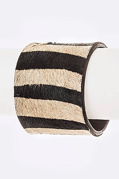 ZEBRA PRINT CALF LEATHER CUFF