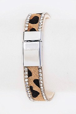 ANIMAL PRINT CRYSTAL PAVE MAGNETIC BRACELET