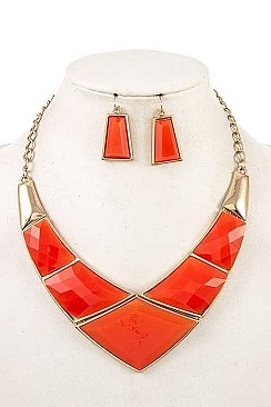 ELEGANT STONE BIB NECKLACE SET