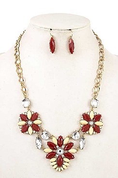 LINKED FLORAL BIB NECKLACE SET