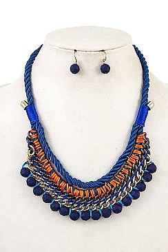DANGLED BEAD BIB NECKLACE SET