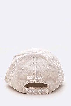 Fab Embroidered 'Hike More Worry Less' Distressed Cotton Cap LA-T13HIK01