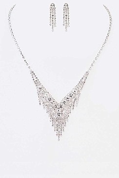 Trendy Fringe Rhinestone 3 PC Necklace Set