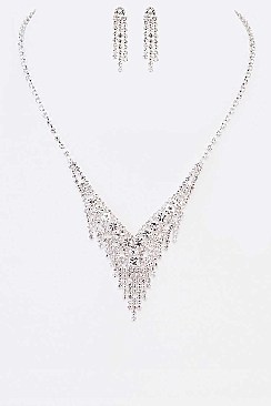 Trendy Fringe Rhinestone 3 PC Necklace Set