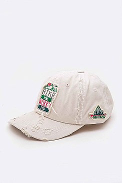 Fab Embroidered 'Hike More Worry Less' Distressed Cotton Cap LA-T13HIK01