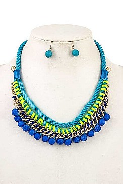 DANGLED BEAD BIB NECKLACE SET