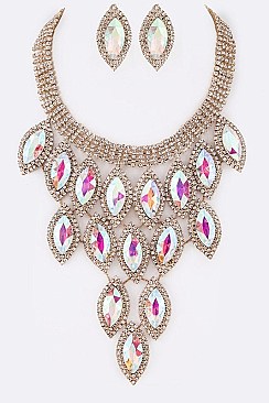 MULTI LAYER CRYSTAL STATEMENT NECKLACE SET