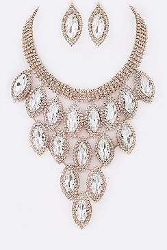 MULTI LAYER CRYSTAL STATEMENT NECKLACE SET