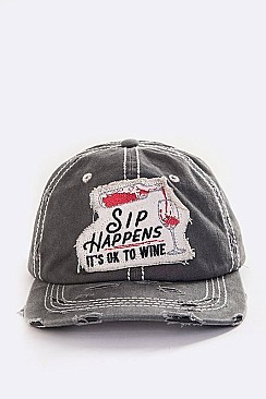 Sip Happens Embroidered Vintage Washed Cap LA-T13WIN04