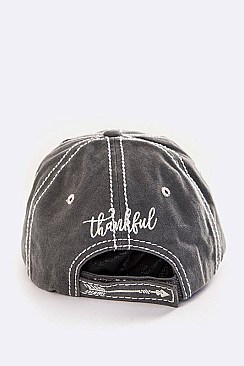 Thankful Leopard Print Patch Distress Cotton Cap LA-T13THK06