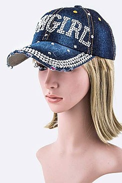 Crystal COWGIRL Embelished Fashion Denim Cap LA-HT277X041