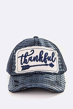 Thankful Straw Brim Distress Trucker Cap LA-T13THK04