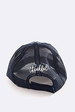 Thankful Straw Brim Distress Trucker Cap LA-T13THK04