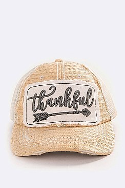 Thankful Straw Brim Distress Trucker Cap LA-T13THK04