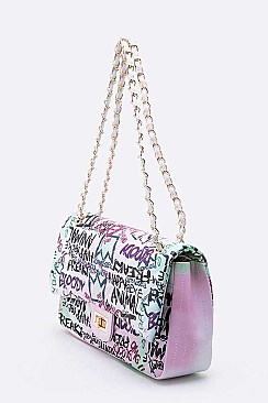 Stylish Graffiti Quilted Shoulder Bag