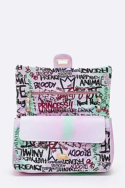 Stylish Graffiti Quilted Shoulder Bag