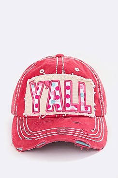 Y'all Embroidered Distressed Cotton Cap LA-T13YAL03
