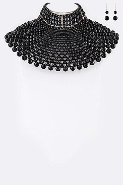 PEARL COLLAR STATEMENT NECKLACE SET