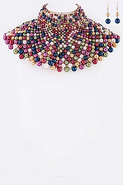 PEARL COLLAR STATEMENT NECKLACE SET