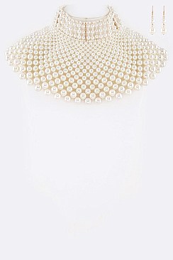 PEARL COLLAR STATEMENT NECKLACE SET