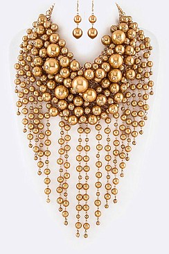 Mix Pearl Layer Head Turner Statement Necklace Set