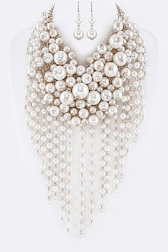 Head Turner Rich-Layered Pearl Necklace Set LA-ST0062