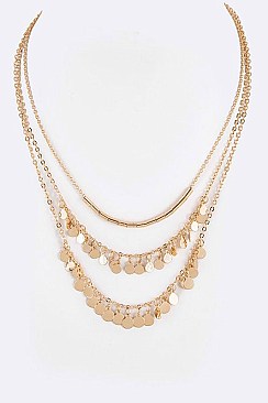 Chic Fringe Disk Multi-Layer Fashion Necklace LA-151481Z