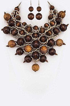 CLUSTERED BEADS STATEMENT NECKLACE SET