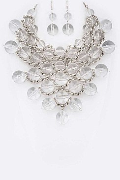 CLUSTERED BEADS STATEMENT NECKLACE SET