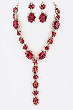 Chic Crystal Iconic Long Drop Necklace Set LA-GNE2048
