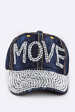 Crystal MOVE Embelished Fashion Denim Cap LA-EMH8487DD