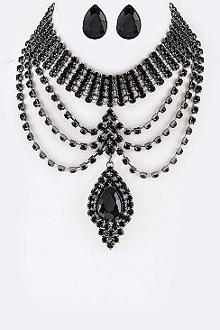 Classy Statement Rhinestone Necklace Set LA-GNE2047