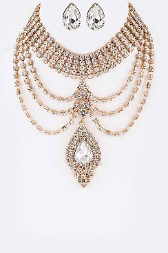 Classy Statement Rhinestone Necklace Set LA-GNE2047