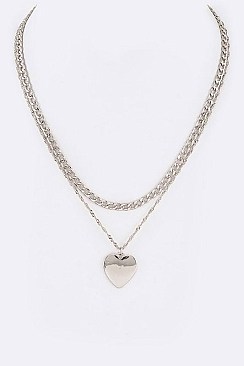 Chic Heart Charm Layered Fashion Necklace LA-ON6640