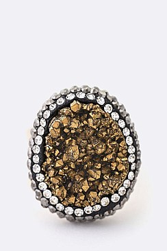 Stunning Genuine Druzy Crystal Pave Adjustable Ring LAXSR11344