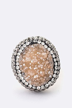 Stunning Genuine Druzy Crystal Pave Adjustable Ring LAXSR11344