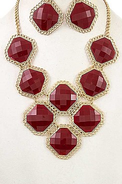 FRAMED STONE BIB NECKLACE SET