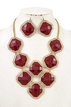 FRAMED STONE BIB NECKLACE SET
