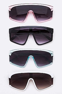 Pack of 12 Oversized Cleare Frame Shield Inspired Sunglasses