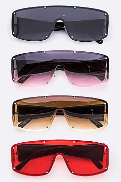 Pack of 12 Oversized Shield Inspired Sunglasses Set