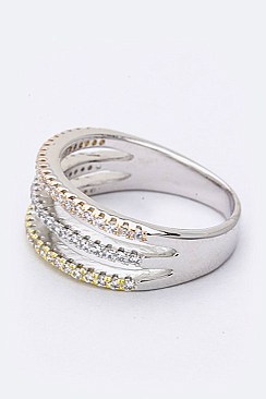 3 Tone Cubic Zirconia Layer Ring LACW1833