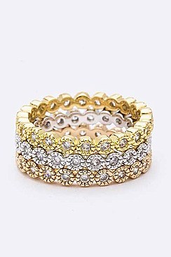 3 Tone Cubic Zirconia Triple Ring LACW1831