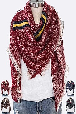 PACK OF 12 STRIPE PRINTED BLANKET SCARF SET